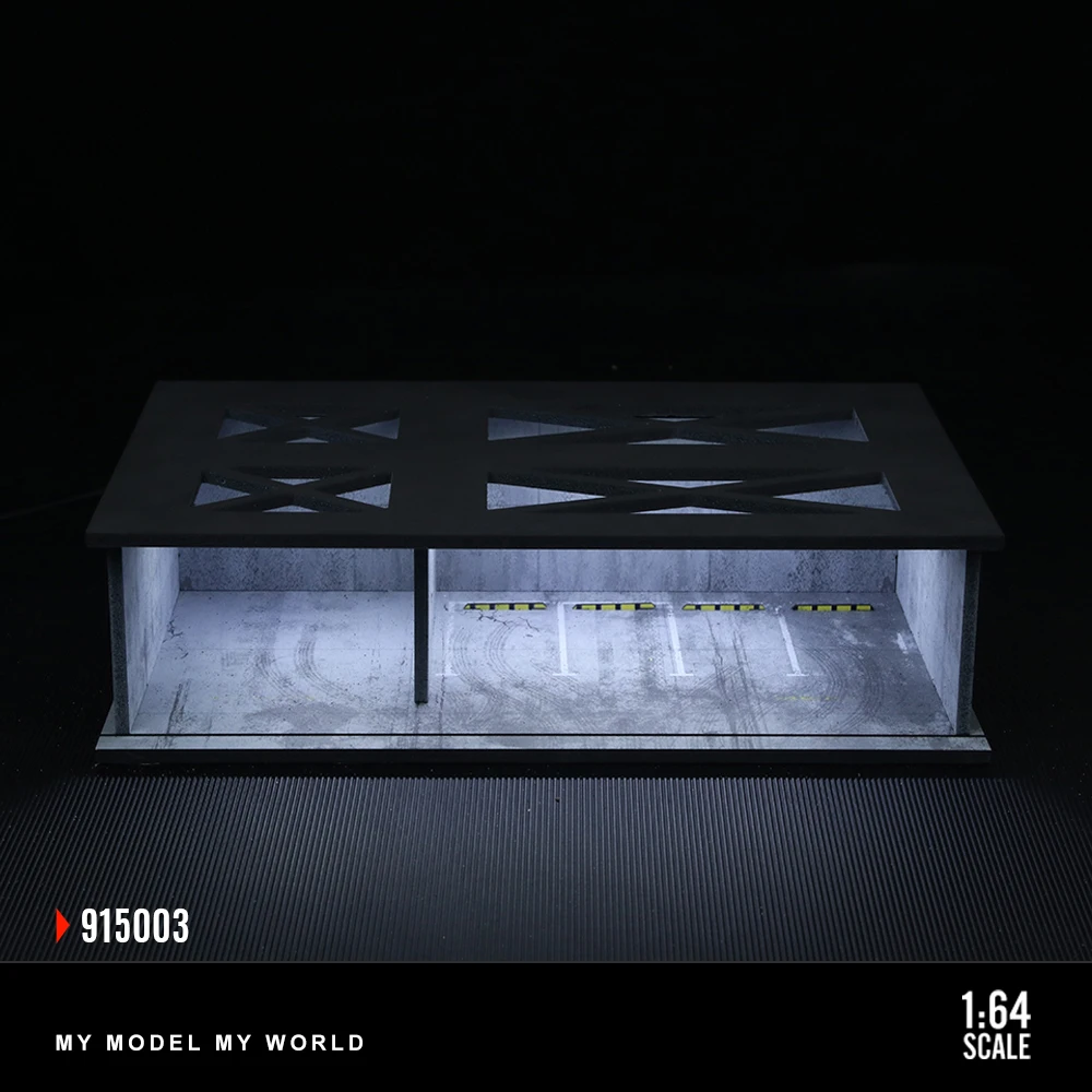 Autogarage Diorama Model 1/64 Ondergrondse garage LED-montage Diorama - Realistisch scènemodel voor gegoten auto-display en decoratie