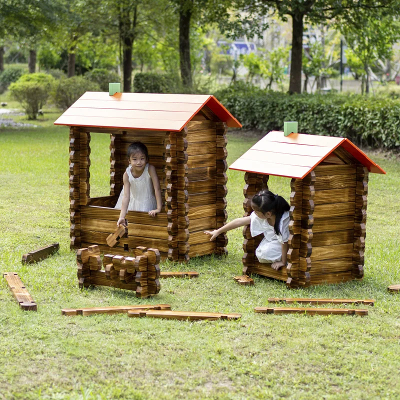 

Outdoor carbonization construction craftsman building block fairy tale town Anji game building house toy