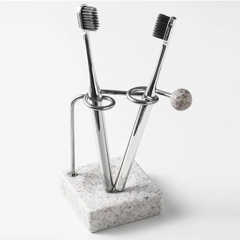 

Granite toothbrush holder, light luxury stainless steel tooth set