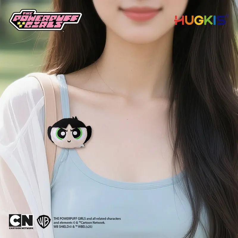 

Плюшевая заколка для волос HUGKIS Powerpuff Girls: милая мягкая игрушка-кукла, аниме-аксессуар для волос, праздничный подарок для детей в стиле каваи