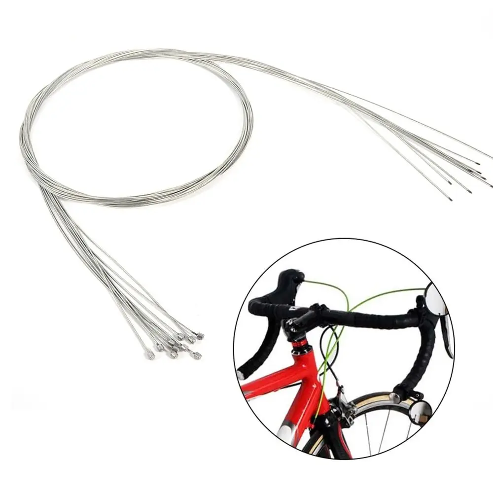 10 Pcs 2 Meters Long Shifter Cables Bicycle Shifter Cables Silver Zinc-plated Inner Cables for Bikes Road Bike Gear Wires