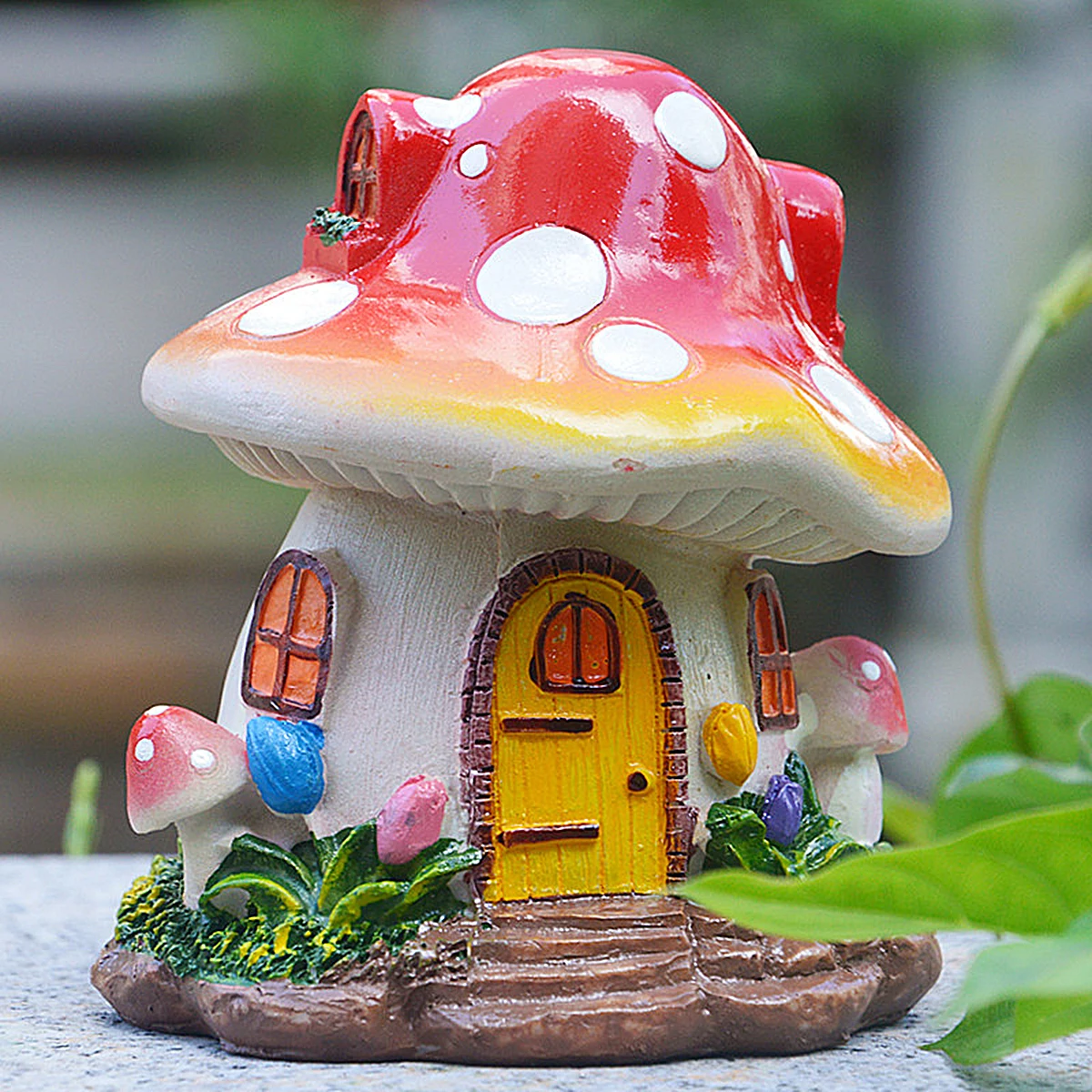 

Creative Mushroom House Miniature Landscape Decor Resin Bonsai Fairy Garden DIY Tulip Red Resin Miniature Decor
