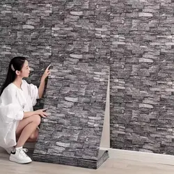 3D Wall Sticker 70cmx2m Continuous Retro Imitation Brick Wallpaper Self Adhesive Waterproof WallcoveringLiving Room Wall Decor