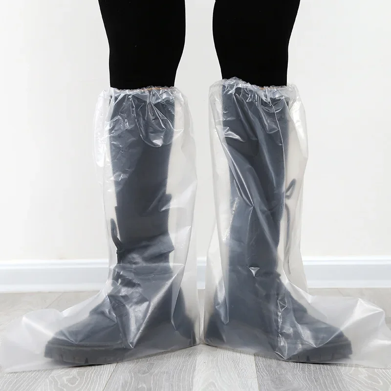 

10Pairs Waterproof Thick Plastic Disposable Rain Shoe Covers High-Top Anti-Slip High-Top For Water Boots Cover Rainy Day Use