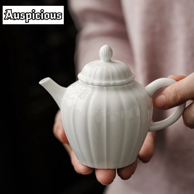 110ml Jade Porcelain Teapots Small Xishi Ceramic Tea Pot White Porcelain Teakettle With Handle Teaset Home Decoration Accessorie