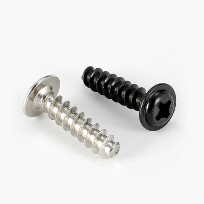 M2.6 M3 M4 Black Nickel Plated Carbon Steel DIN967 Cross Phillips Round Flat Tail Self Tapping Micro Screw With Washer