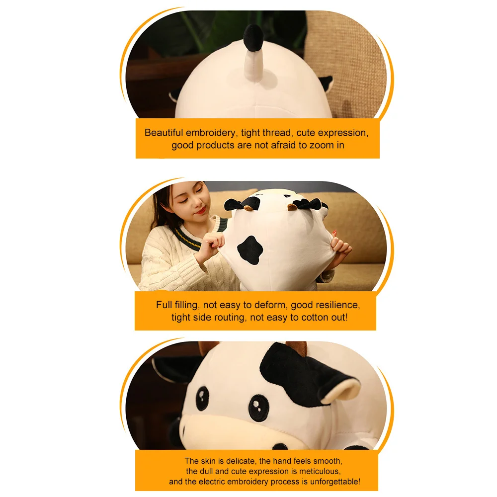 

35/50cm Cow Plush Toy Dolls Realistic Animal Stuffed Pillows Gift for Girl Women Lover Girlfriend