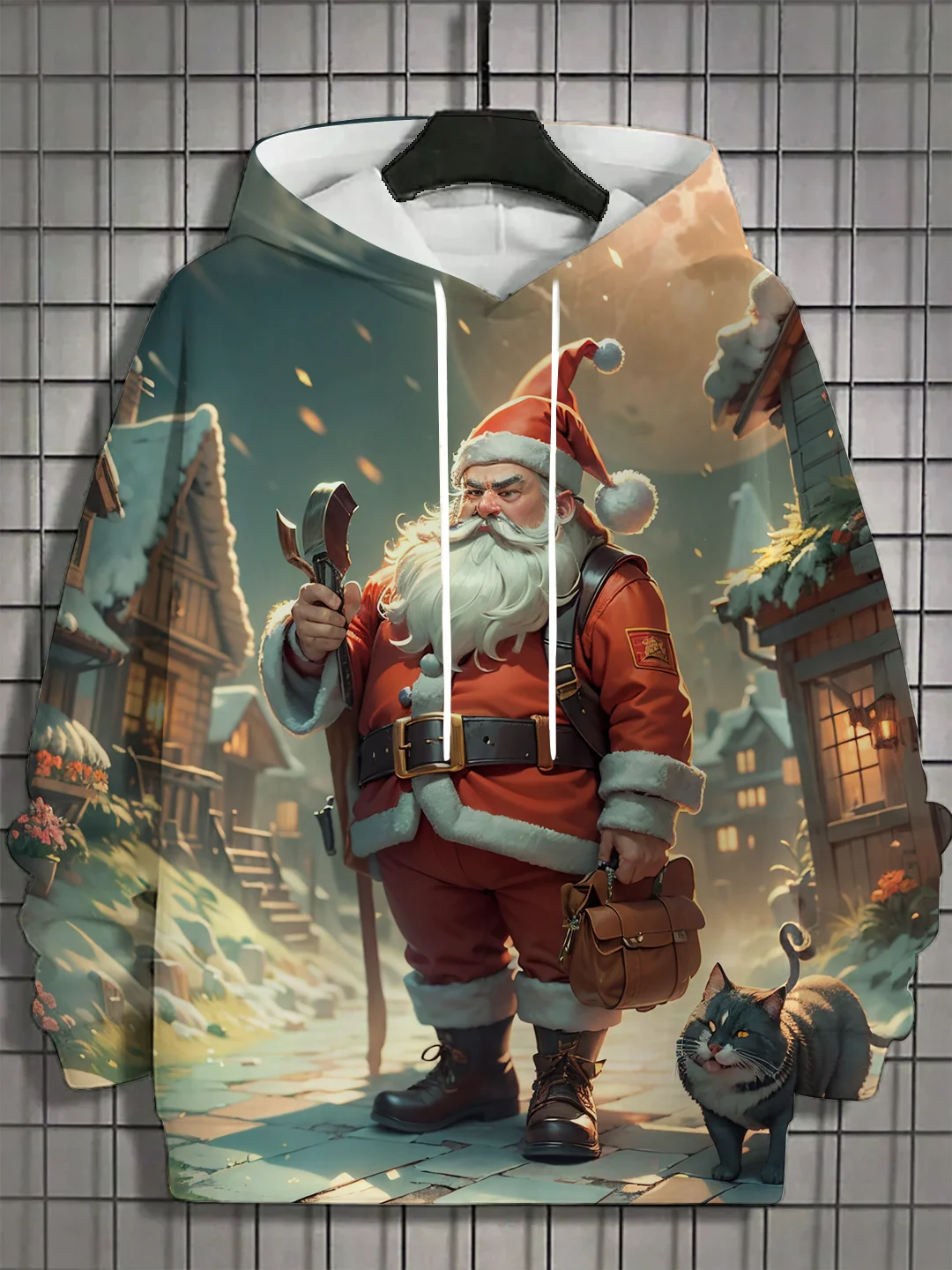 Men's Hooded Hoodies 3D Prints Merry Christmas Theme Graphic Sweatshirt Drawstring Long Sleeved Streetwear Tops Men's Clothing