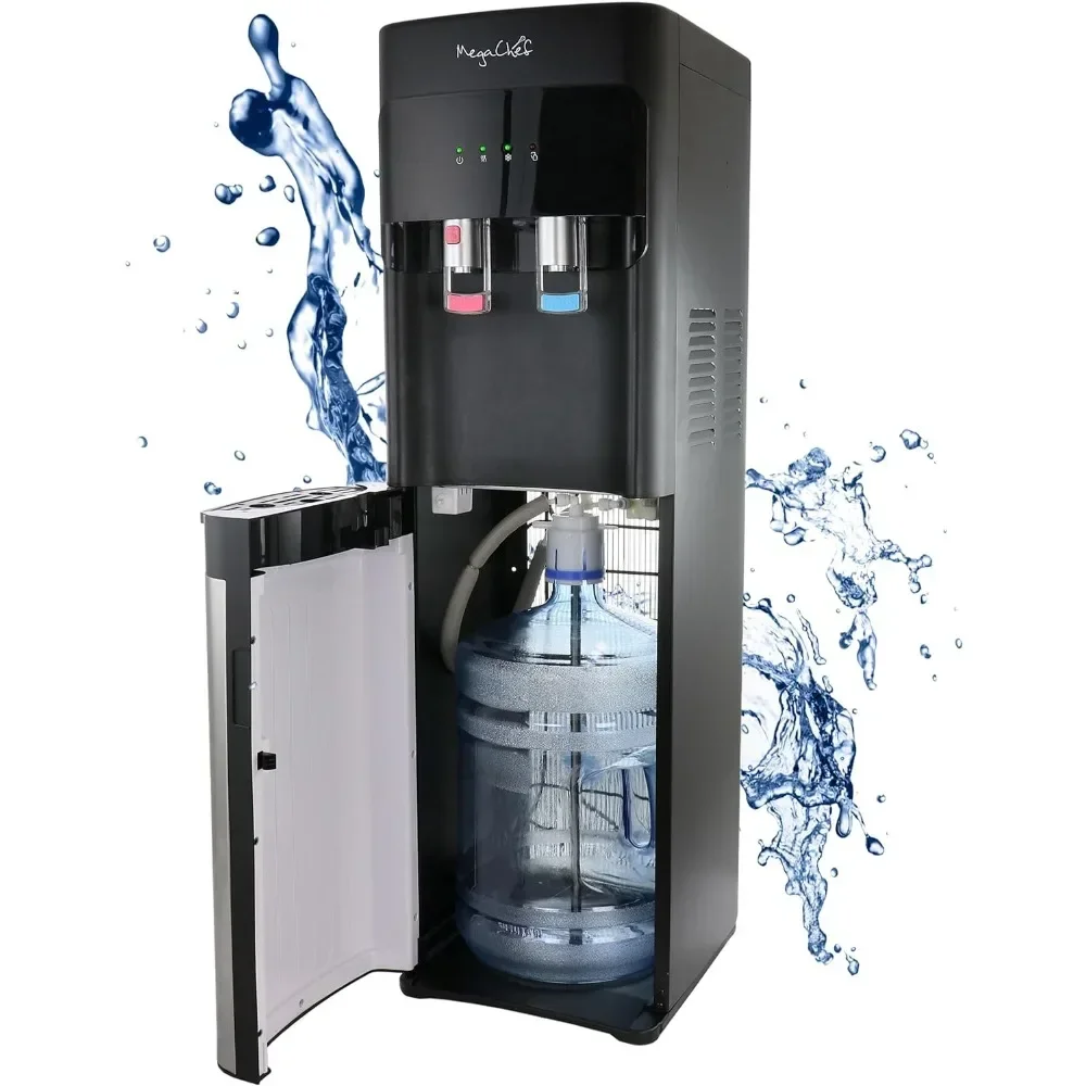 Bottom Load Hot and Cold-Water Dispenser, hot water dispenser, Household floor standing Water Dispenser, Black Body