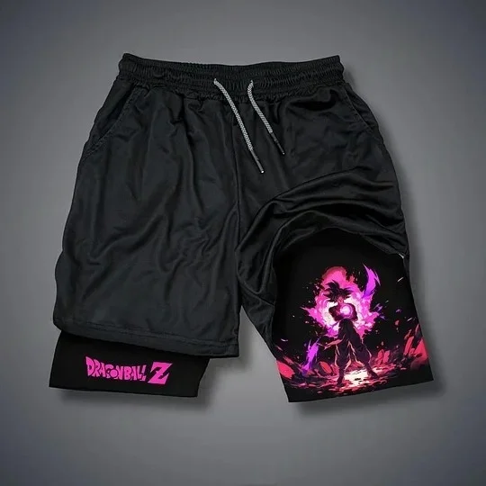 Pantaloncini Dragon Ball 2025 Y2K - Pantaloncini sportivi autentici Goku a doppio strato, con licenza ufficiale, comodi e traspiranti per lo sport