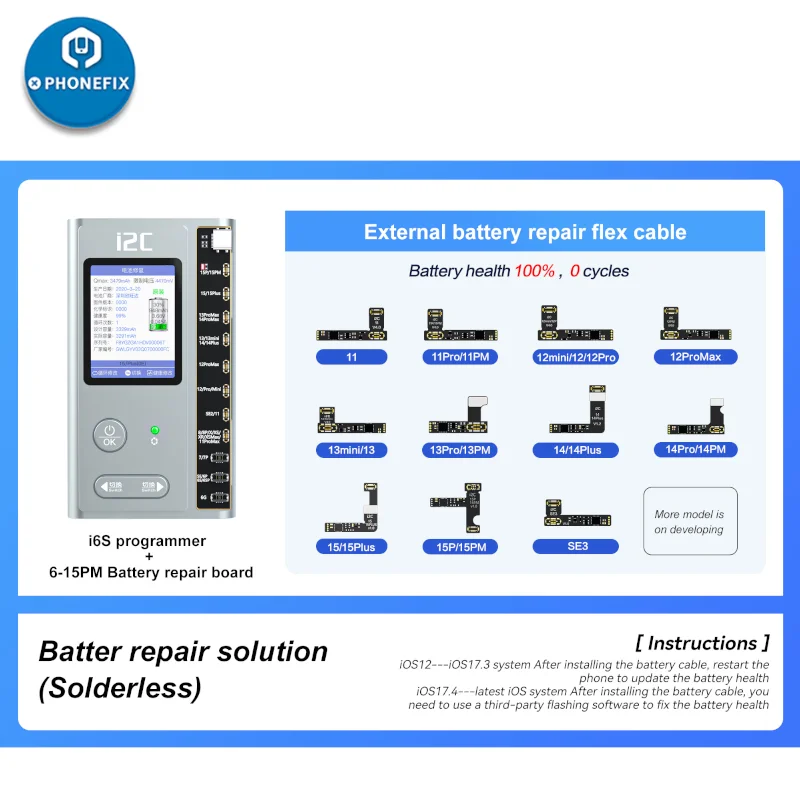 Programmeur Intelligent i2C i6S pour iPhone 6-15 Pro Max, Batterie, Document Original, Fonction True Tone, Réparation de Matrice de Points d'Empreintes Digitales