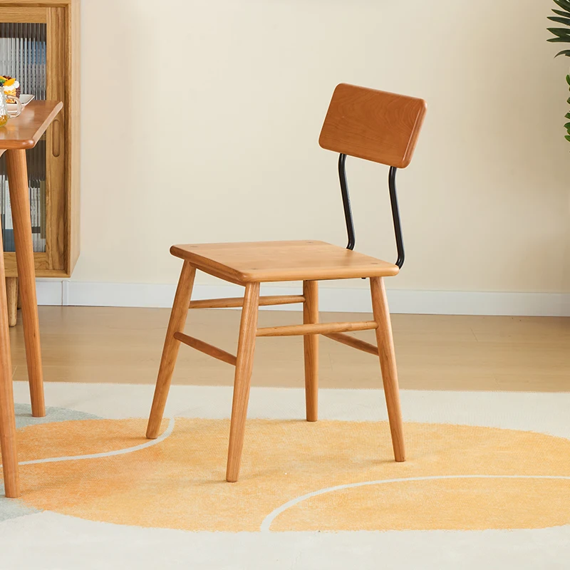 Realife Cherry Wood Chocolate Dining Chair With Chinese Mortise And Tenon Structure Modern And Simple Backrest Household Chair