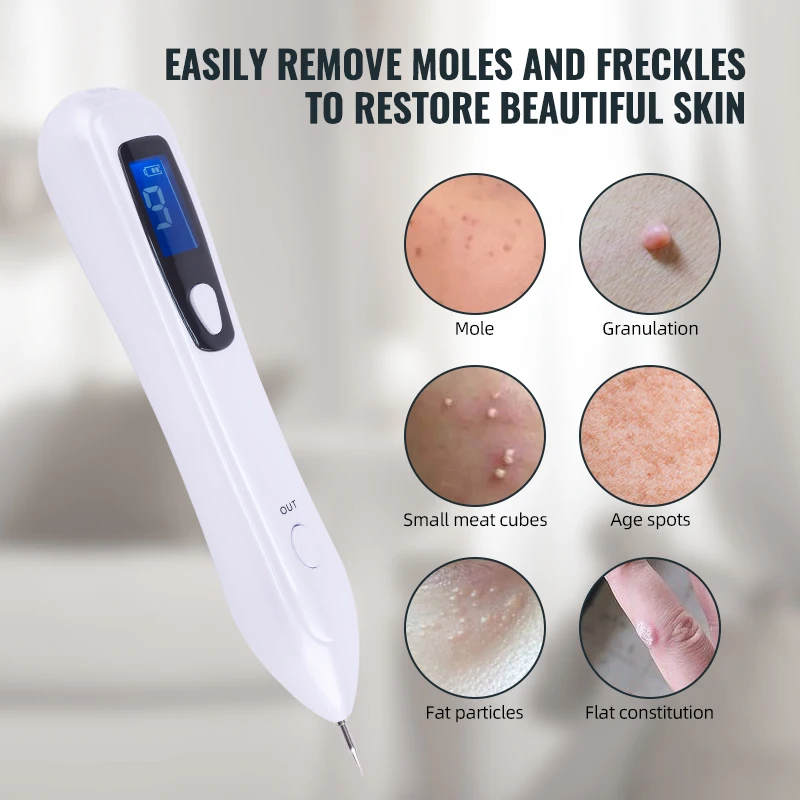 Tela lcd usb recarregável se livrar dos manilhas de fios substituível cabeça de trabalho caneta remoção toupeira 9 th nível branco