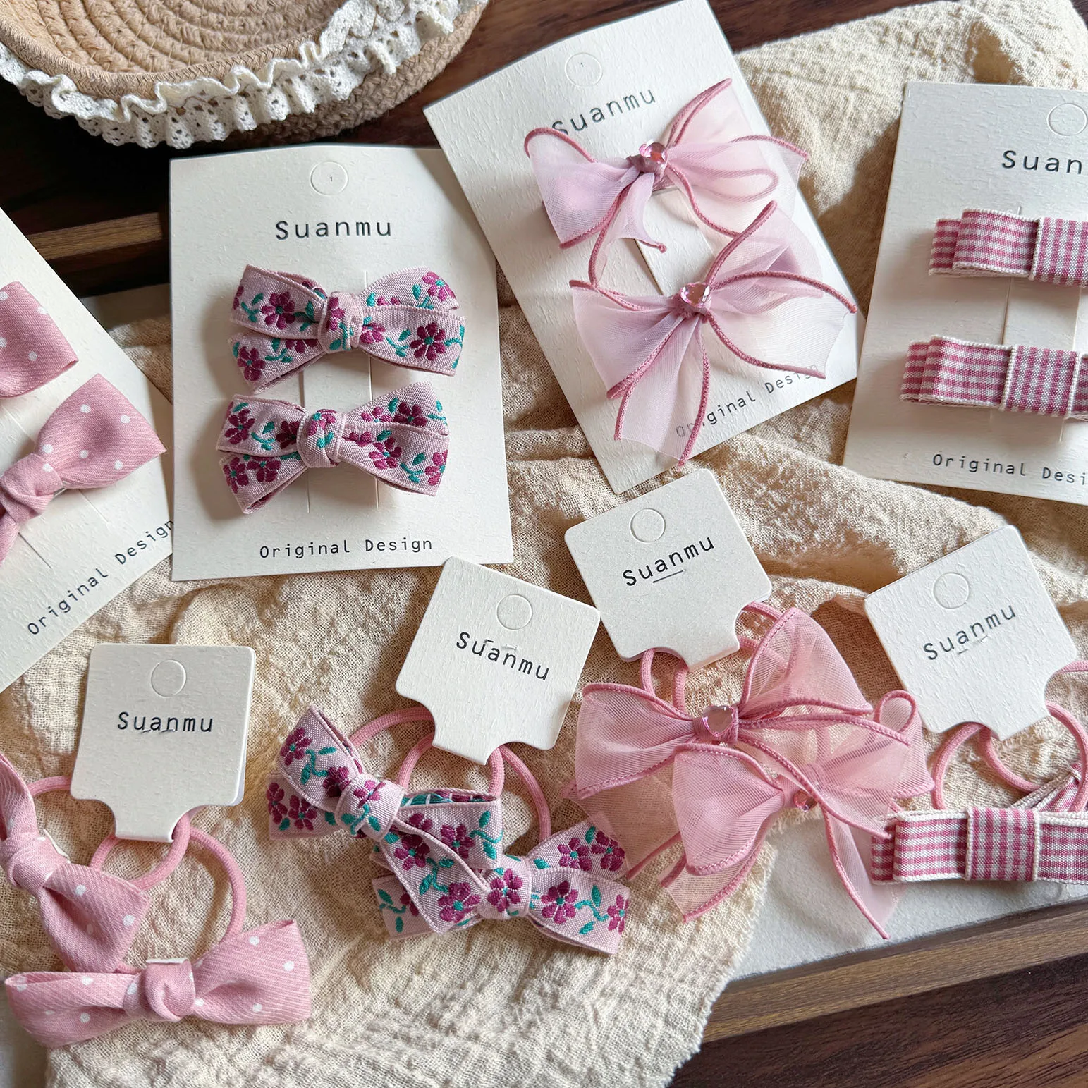 

16pcs/lot Baby Barrettes Rubber Band Set Fabric Floral Printed Ribbon Hairbow Hairpin Bowknot Elastic Hairband Girls Headwear