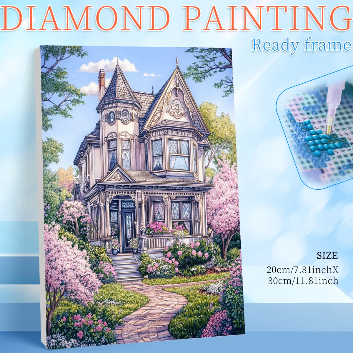 

RUOPOTY Framed Castle Diamond Painting Kits Unique Gift Adult Diamond Art Landscape Full Round/Square Diamond Art Kit Home Decor