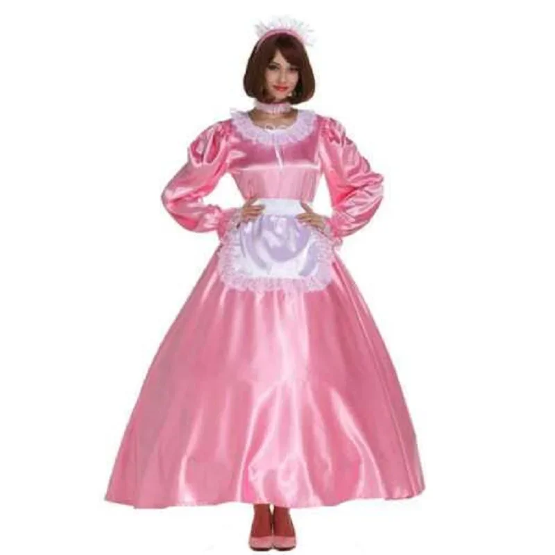 Girl maid locable satin long dress cosplay costume tailor-made