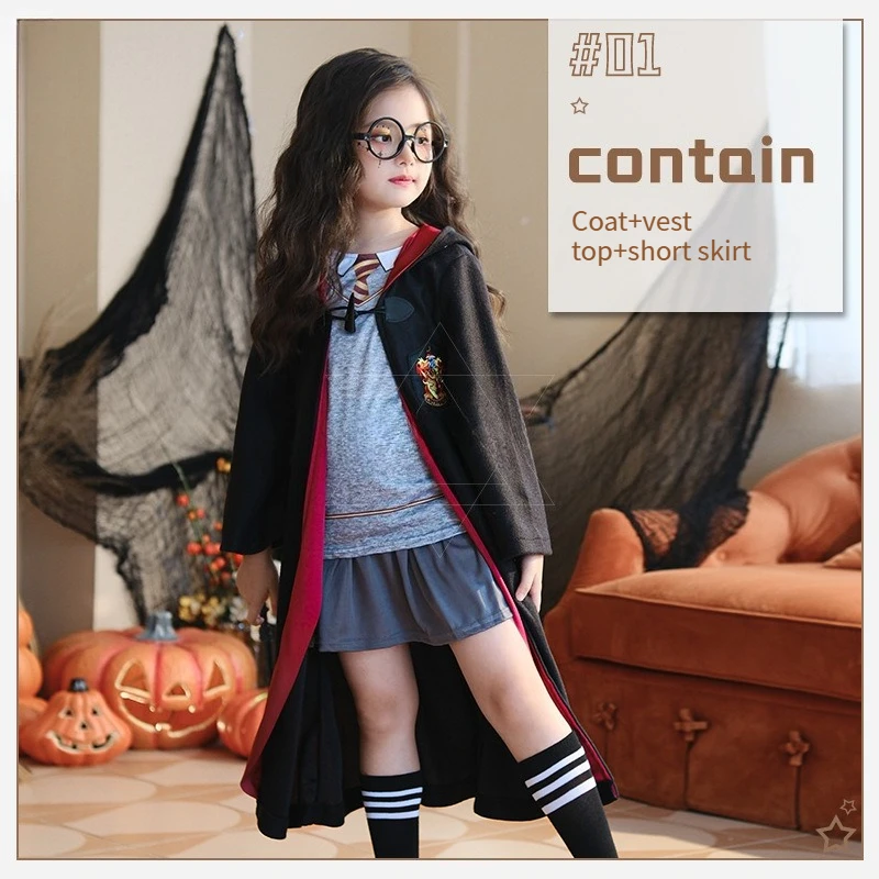 ชุดแฟนซีฮาโลวีนสำหรับเด็ก ชุดคลุมเวทมนตร์ ชุดคอสเพลย์ ชุดนักเรียน ชุดแสดงสำหรับเด็กผู้หญิง