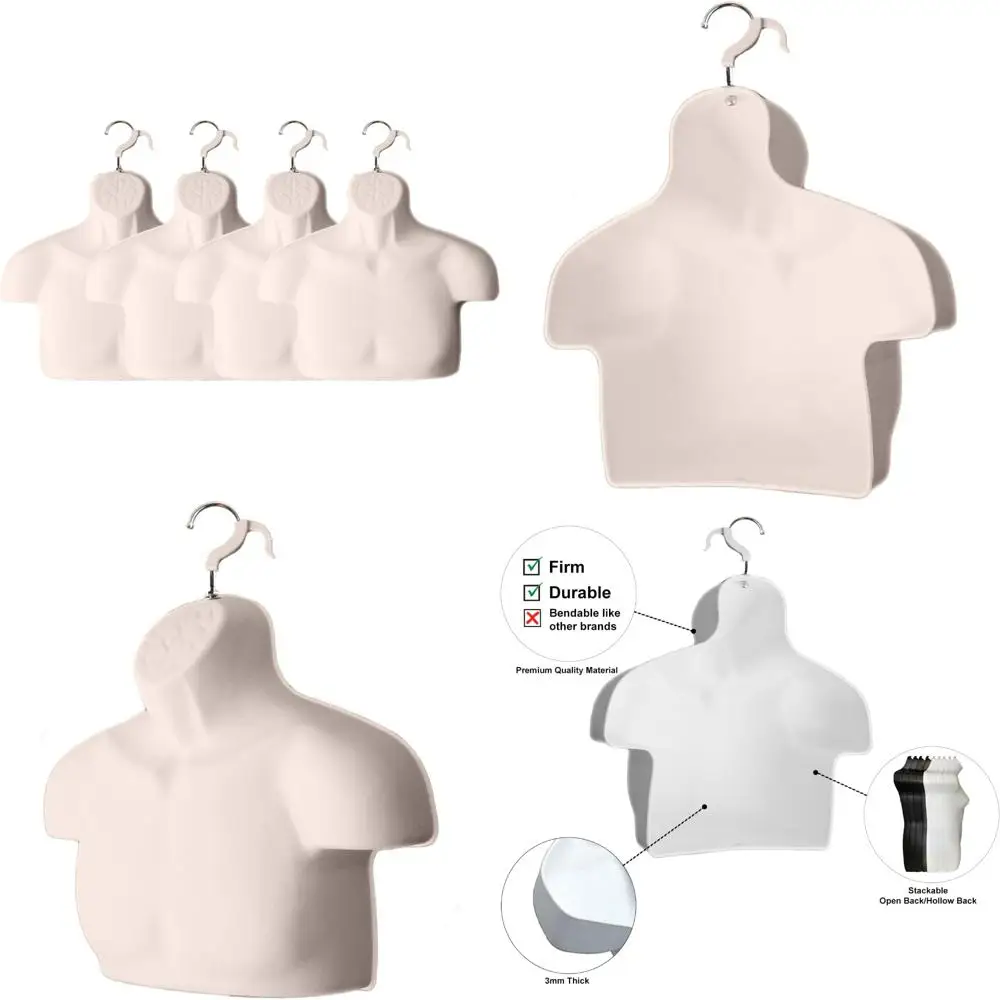 

Male Mannequin Chest Hollow Back Plastic Injection Hanging Body Torso Form with Hook, S-M Size Flesh Tone Longevity Fashion Disp