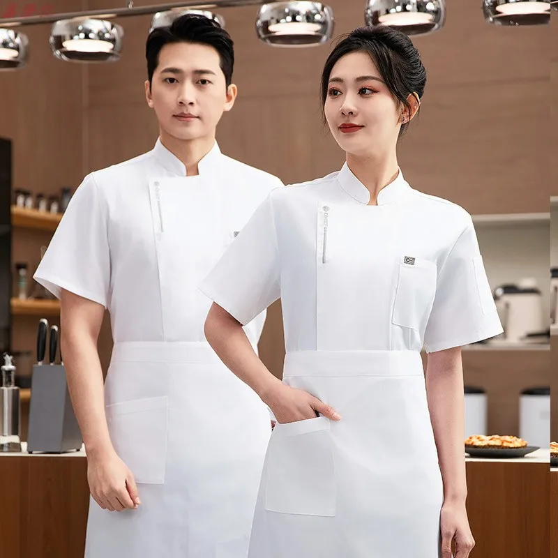 夏薄型通気性メッシュ半袖シェフジャケットケータリングホテルレストラン食堂ペストリーパン屋作業服キッチン服