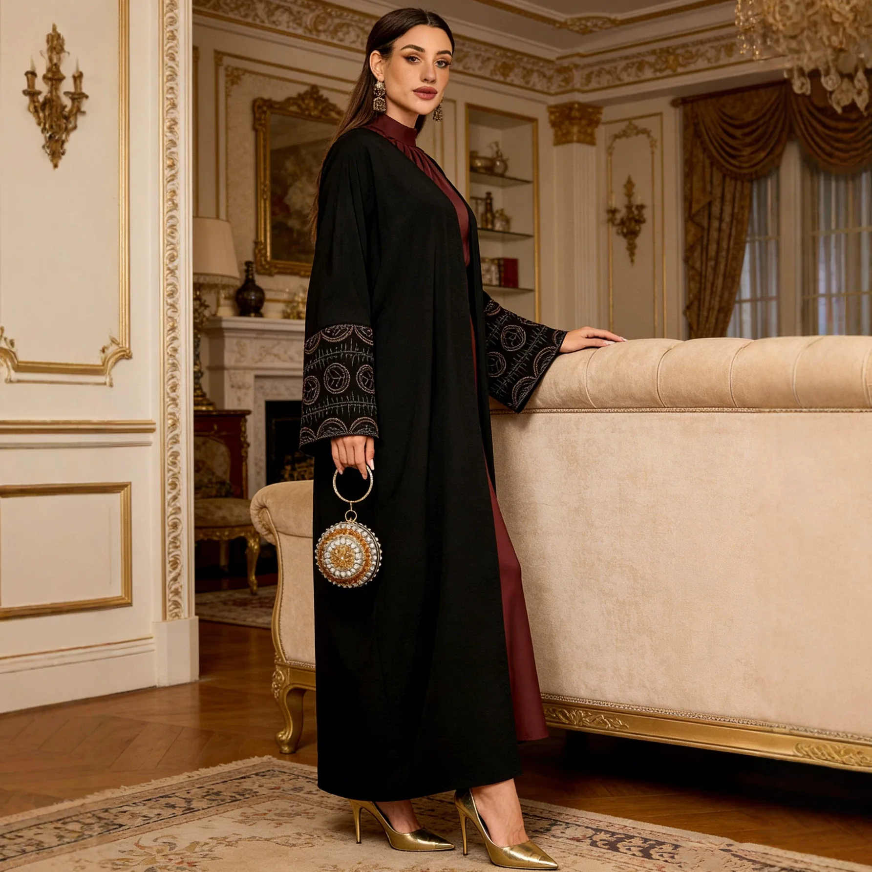 

2026 Embroidered Elegant Cardigan Suitable For Daily Gatherings Muslim Long Dress Robe Abaya Ramadan Dubai Luxury Islam Elegant