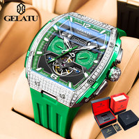 GELATU Full Diamond Tourbillon Men's Watch Multifunction High Quality Sapphire Mirror Waterproof Automatic Mechanical Wristwatch