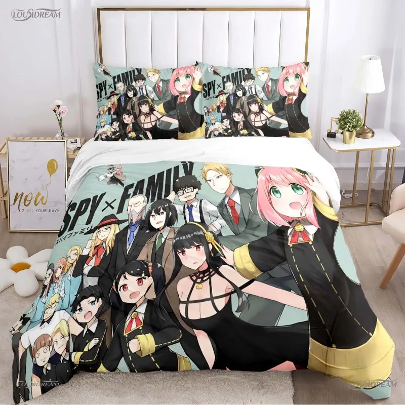 

Cute Spy X Family Cartoon Anime Duvet Cover Funny Kawaii Bedding Sets Soft Quilt Cover and Pillowcases Single/Double/Queen/King