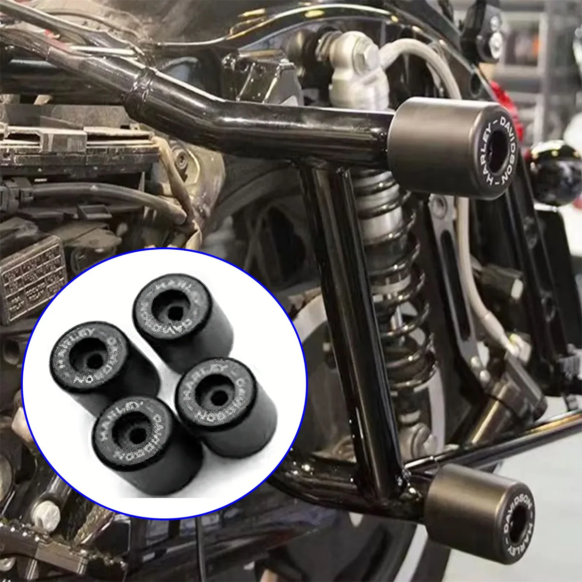 

For Harley Touring Road Glide Street Glide CVO Rear Saddlebag Guard 4pcs Black Sliders