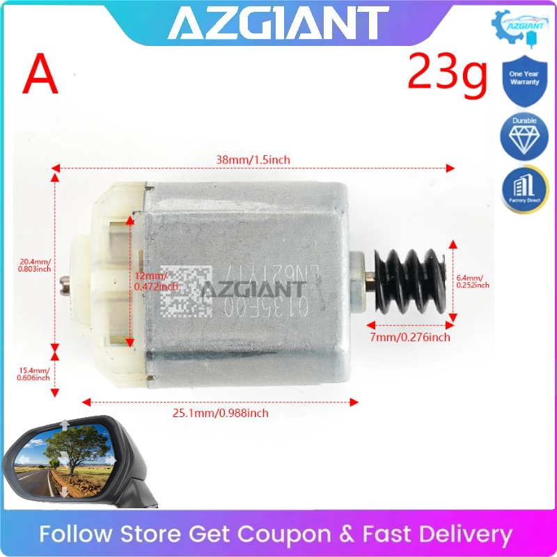 

AZGIANT for 2001-2006 M3 E46 Car Side Rearview Mirror Adjust Actuator Repair Inner Motor Original Parts Durable Replace