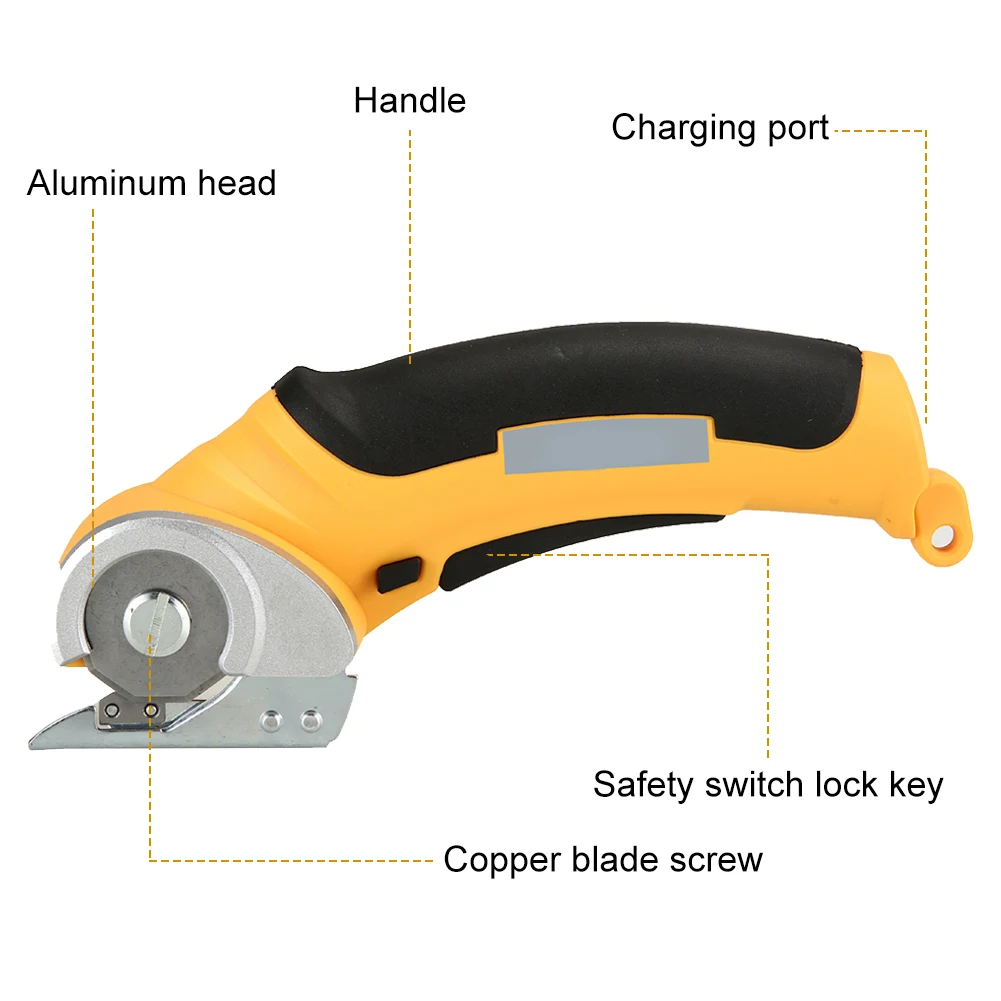 Imagem -05 - Tesoura Elétrica Recarregável Máquina de Corte de Pano Costura de Couro Tailor Scissor Lâmina de Aço de Tungstênio Ferramenta de Mão Lítio 3.6v