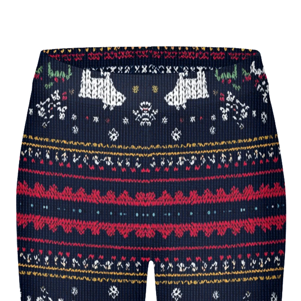 الشمال عيد الميلاد المطبوعة طماق للنساء قاعدة زرقاء عميقة مع الأبيض الرنة أشجار الصنوبر ندفة الثلج متماسكة نمط كامل طول #6