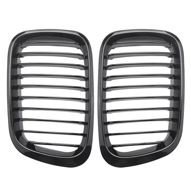 Front Kidney Grills ABS For BMW E46 3 Series 320I 325I 325Xi 323I 4D 4 Door 1998-2001 Gloss Black 51138208489 51138208490