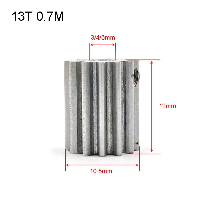 C-Type 13T 0.7M Steel Metal Gear OD=10.5MM 13Z M3 Screw 3/4/5mm Hole DIY Repair Pinion Parts 13 Teeth