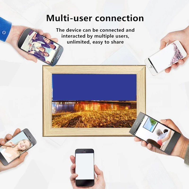 Digital Picture Frame 10.1 Inch Frameo Digital Photo Frame Wifi 32GB Large Storage HD IPS Touch Screen Auto-Rotate EU Plug