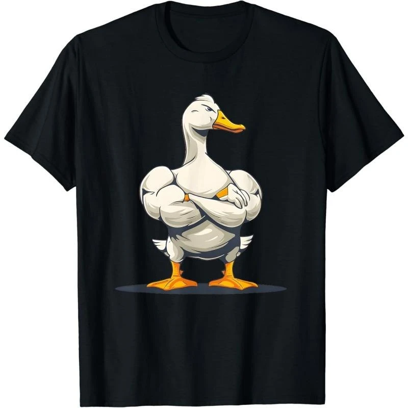 Duck Gym Weightlifting Bodybuilders Printed Short Sleeves  Women Clothes Vintage Clothes Graphic T Shirts Y2k Top T-shirts