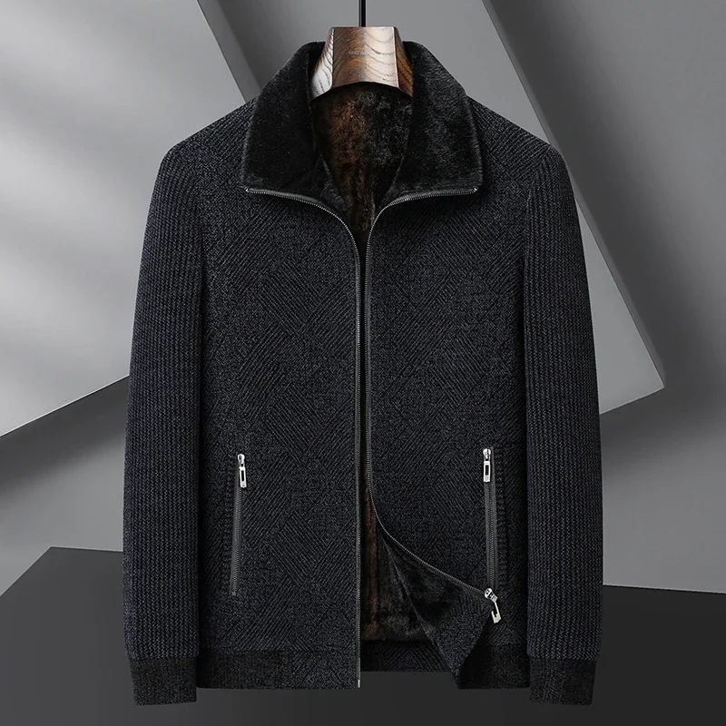 2024  Big Size Men's Winter Coat Men Plus Fat Plus Chenille Plus Fleece Coat Fat Brother Lapel Warm Fashion Cotton-padded Coat