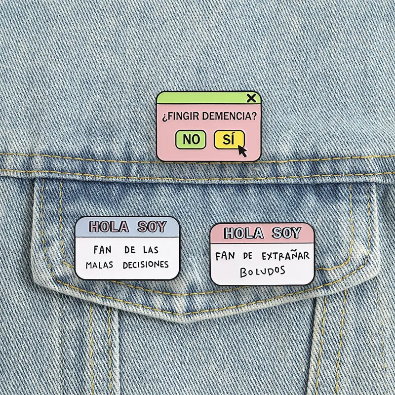 Retro Computer Window Enamel Pins Frases En Español Brooches Lapel Badge Sarcastic Spanish Quotes Jewelry Gift For Friends