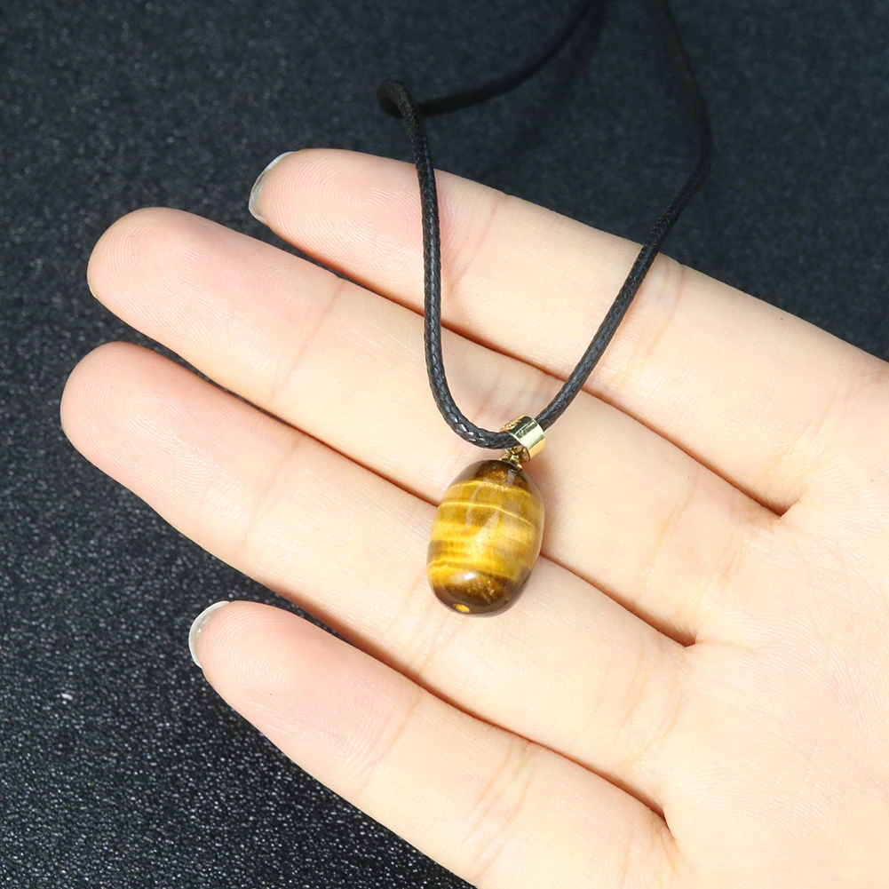 Natural Tiger's Eye Tourmaline Quartz Semi-precious Stones Pendant Necklace Degauss Yoga Chakra Meditation Mascot Charms Jewelry