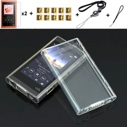 Miękkie przezroczyste etui ochronne z TPU etui na Sony Walkman NW A50 A55 A56 A57 A55HN A56HN A57HN z miękka folia i paskiem