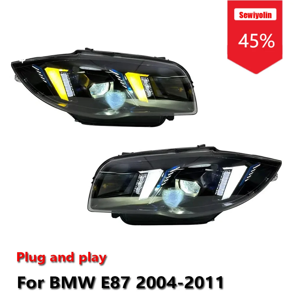 

Sewiyolin автомобильные светодиодные фары в сборе для BMW E87 2004-2011, противотуманные фары DRL, стоп-сигнал, указатель поворота, Plug and Play