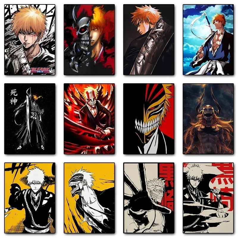 Canvas Wall Art Japanese Anime Bleach Kurosaki Ichigo Prints for Home Decor Living Room Poster