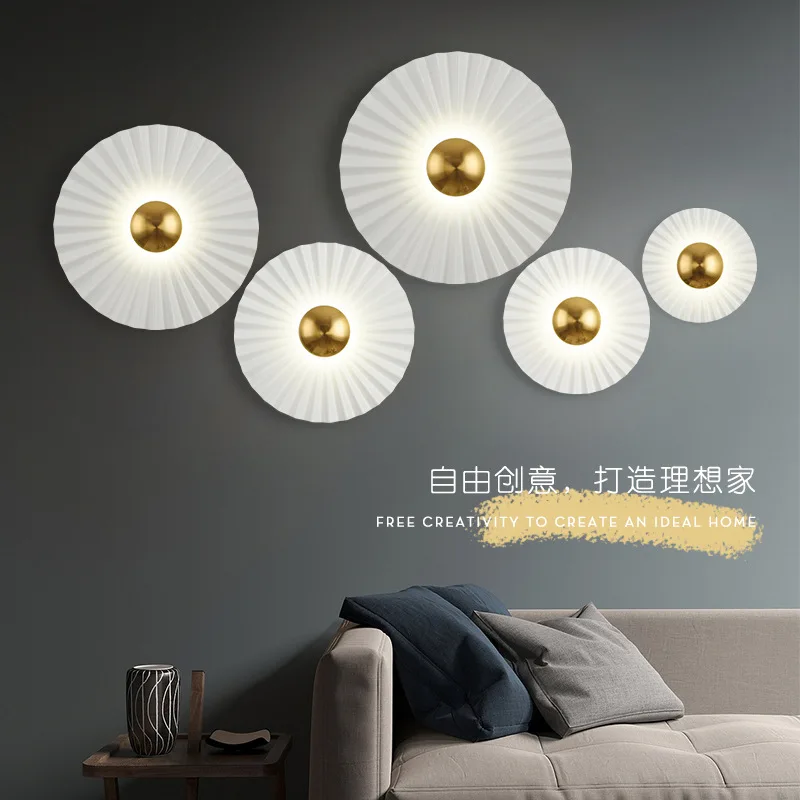 Bedroom living room background wall wall lamp modern simple staircase aisle creative origami art master bedroom bedside lamp