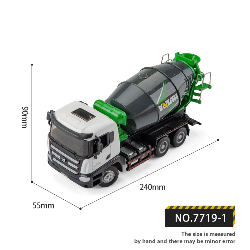 Huina 1719 Truck 1/50 Simulation Alloy Mixer Dump Model Engineering Excavator Vehicle Fall-Resistant Die-casting Kids Toys Gifts