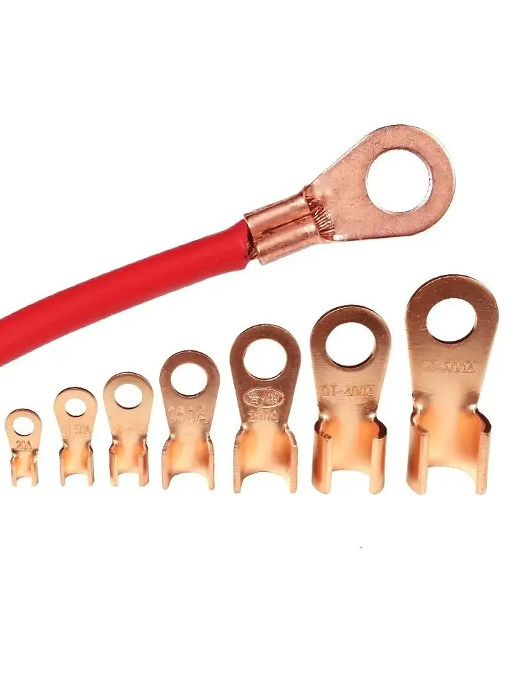 Connecteur de fil Non isolé en cuivre OT, 10/50 pièces, bornes de câble électrique nues, cosse de batterie, Terminal à sertir 10-100A