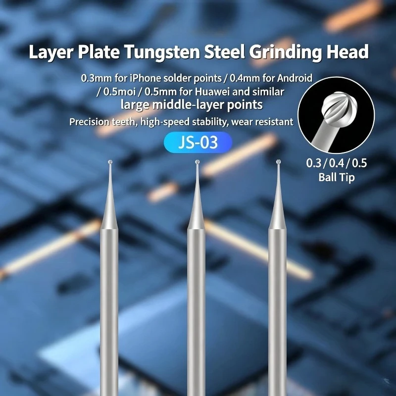 6PCS 0.3/0.4/0.5mm spherical needle-shaped grinding head for tungsten carbide laminated panels used for Apple motherboard repair