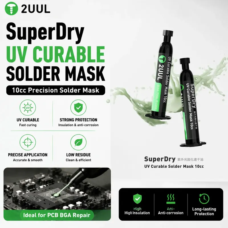 2UUL SC55 UV Curable Solder Mask 10CC Quick Dry Curing Ink for Mobile Phone Motherboard Jumping Wire Repair