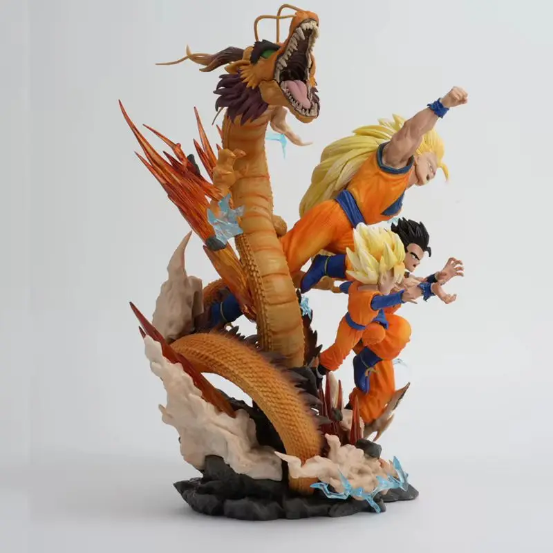 28cm Dragon Ball Goku Gofan Goten Dragon Fist Explosion Anime Figure Model Statue Collection Desktop Decoration Ornament Toys