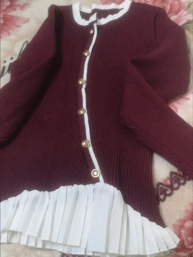 Jesień Zima Elegancki Szyk Patchwork Miękka Wełna Smukłe Swetry Odzież Damska Moda O-neck Długi Rękaw Dzianinowy Kardigan