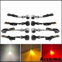 E24 Motorcycle Retro LED Turn Signal Light Chopper Cafe Racer 8MM Amber Blinker Indicator Red Brake Lamp White Runninng Light