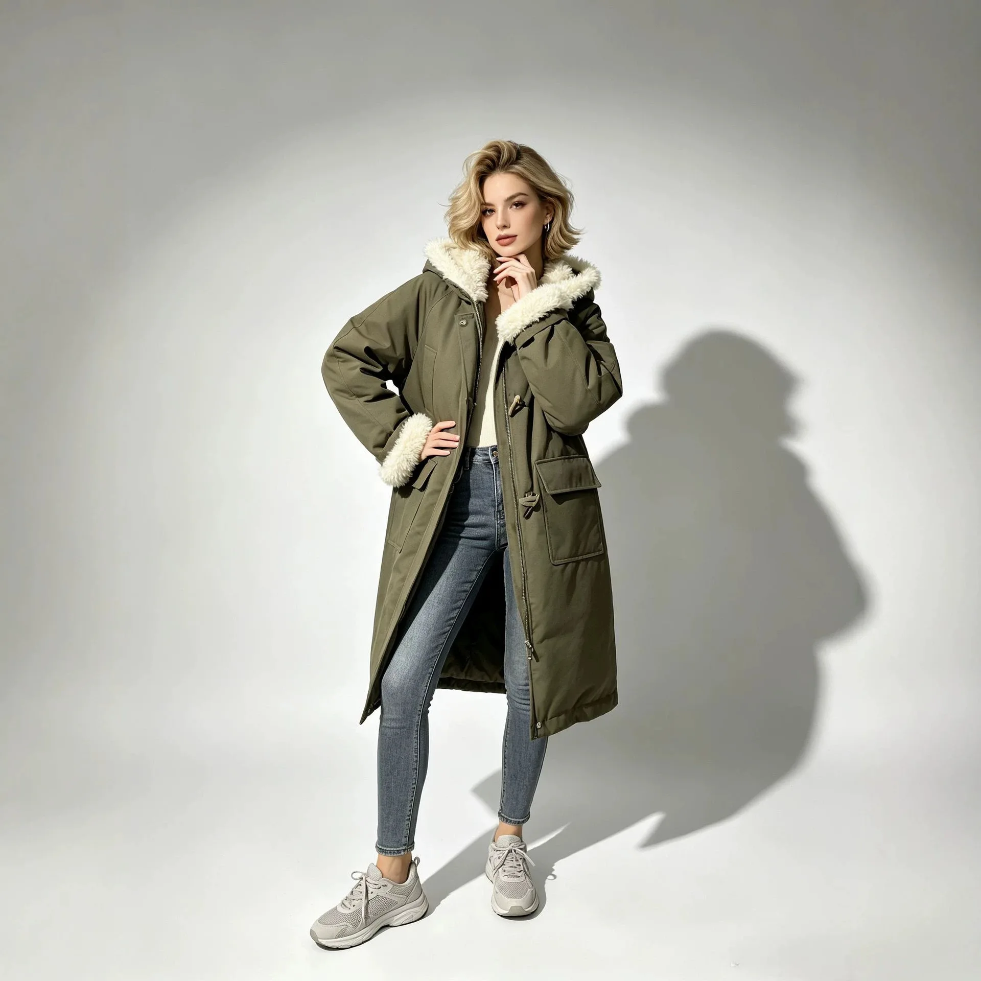 Toyouth Toyouth Women Long 90% White Duck Down Jacket 2025 Winter Fox Collar Thick Hooded Coat Horn Button Warm Chic Green Overcoat - Aliexpress Deal