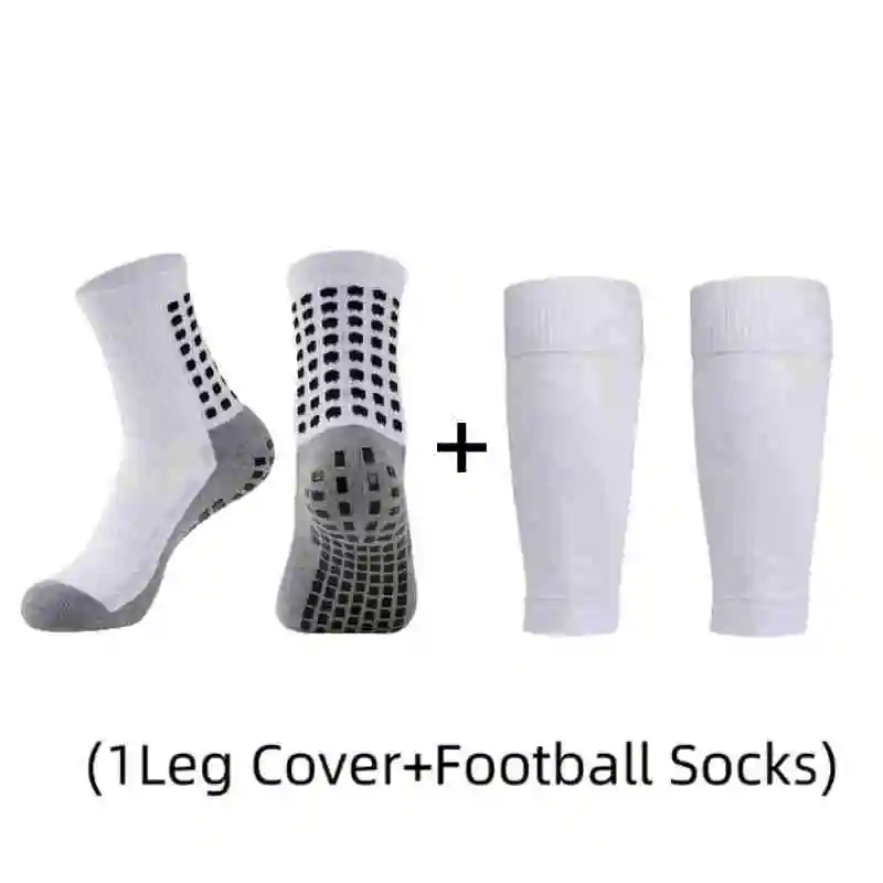 1 pair of combination adhesive point anti slip, sweat and odor resistant  football sports socks+leg protectors